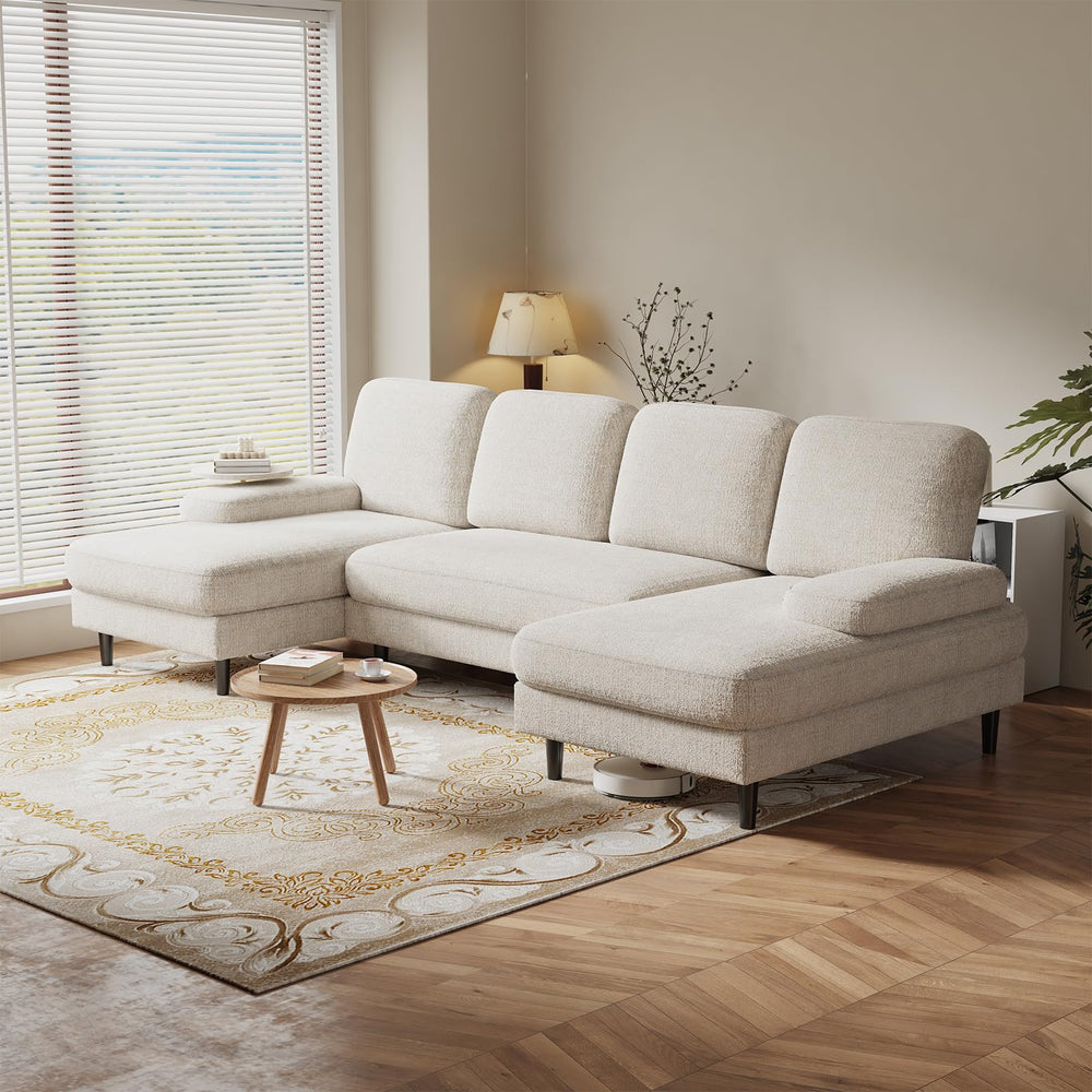 U-Shaped Sectional Sofa with Double Chaise Lounge