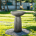 Concrete Pedestal Bird Bath with Textured Base