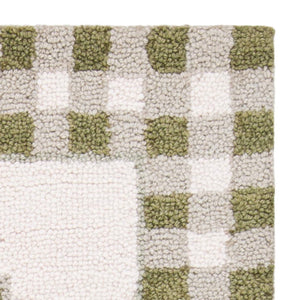 Hand-Hooked Wool Runner Rug 2'6" x 6' – Ivory & Green
