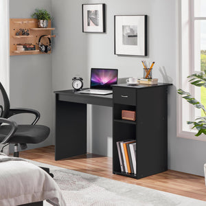 Computer Desk and Ergonomic Chair Set with Drawer & Storage Shelf