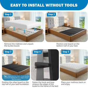 Foldable Bunkie Board for Platform & Slatted Beds – Twin, Full, Queen, King