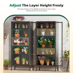 Metal Glass Display Cabinet with 5-Tier Storage Shelves