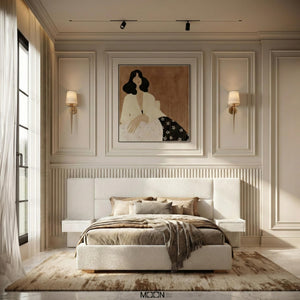Upholstered Platform Bed Frame with Storage Drawers & Built-In Nightstands
