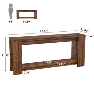 70.9" Extra Long Console Table with Storage – 2-Tier Farmhouse Entryway Table
