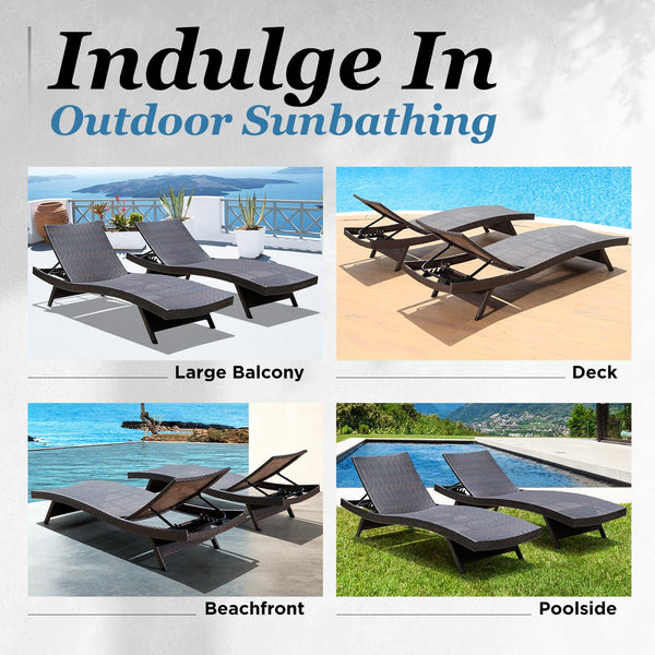 Wicker Chaise Lounge Chairs Set of 2