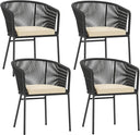 Patio Dining Chairs Set of 4 with Cushions & Armrests