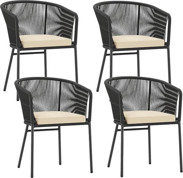 Patio Dining Chairs Set of 4 with Cushions & Armrests
