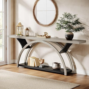 70.87" 2-Tier Console Table, Industrial Sofa Table