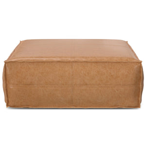 Extra Large Square Faux Leather Pouf Ottoman
