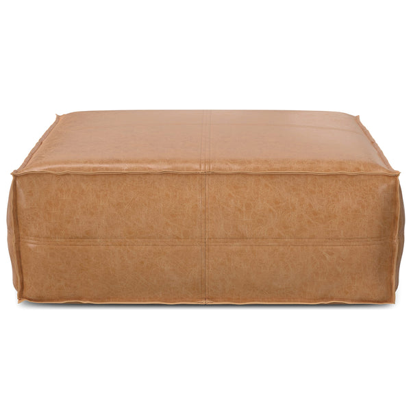 Extra Large Square Faux Leather Pouf Ottoman