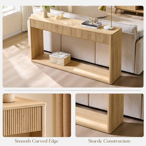 63-Inch Fluted Console Table with 2 Drawers