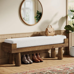 Upholstered Entryway & Bedroom Bench with Rubberwood Legs