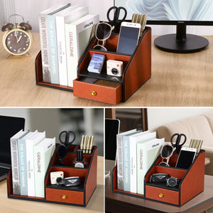 PU Leather Desk Organizer with Drawer