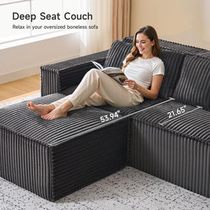 L-Shaped Modular Sectional Sofa – Corduroy, No Assembly