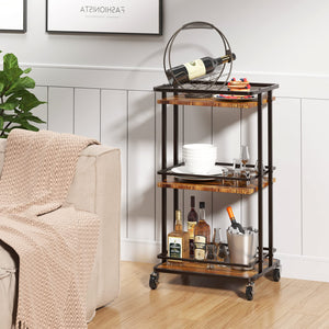 3-Tier Rolling Bar Cart with Wheels