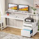 63-Inch Computer Desk with File Cabinet & Monitor Stand