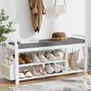 Bamboo Entryway Shoe Bench with Cushion and Side Holder
