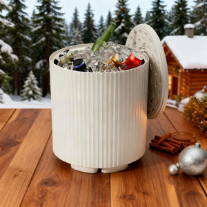 Outdoor Cooler Side Table with Removable Lid and Storage