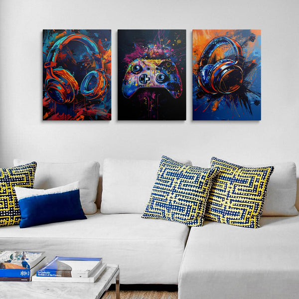 Gaming Canvas Wall Art 3-Piece Framed Set