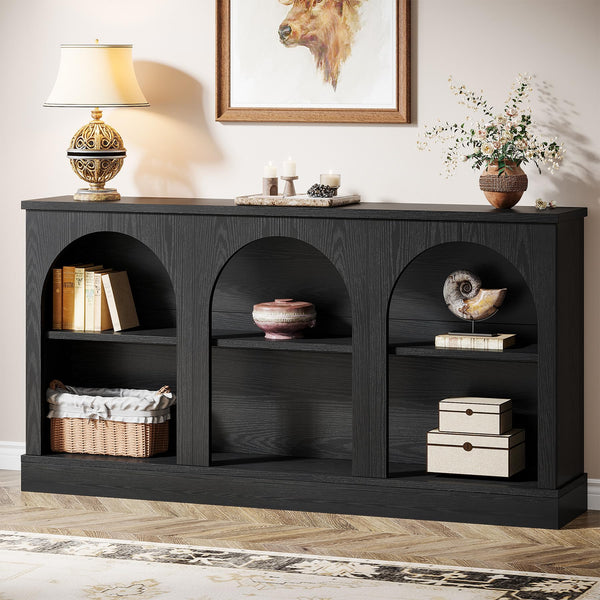 Farmhouse Console Table 63 Inch with 3-Tier Storage