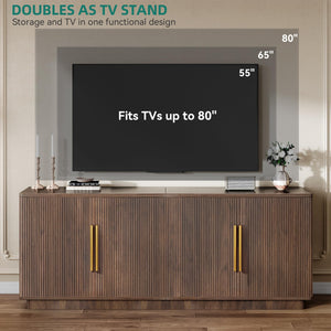 Fluted TV Stand & Entertainment Center – 70" Media Console with Storage