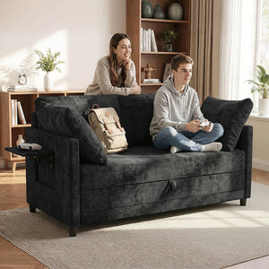 Convertible Loveseat Sofa Bed with Foldable Side Table