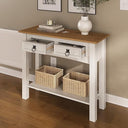 Solid Wood Console Table with 2 Drawers – Farmhouse Entryway Hall Table