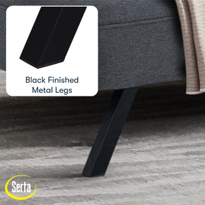 Convertible Futon Sofa – Short Twin Size, Polyester Upholstery, Metal Legs
