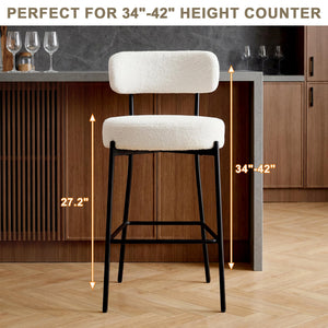 Upholstered Bar Stools with Back — 27" Seat Height, Metal Frame