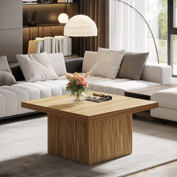 Square Fluted Coffee Table – Mid-Century Modern