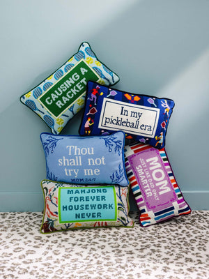 Needlepoint Throw Pillow – Wool Embroidered Accent Pillow