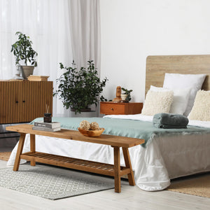 Rustic Reclaimed Wood Entryway Bench with Storage Shelf