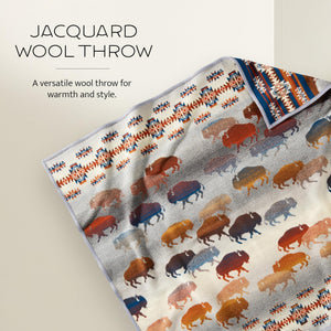 Jacquard Wool Throw Blanket 64x64 – Reversible, All-Season