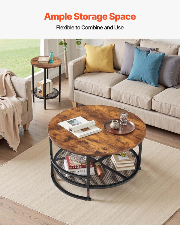 3-Piece Round Coffee Table Set with Metal Legs
