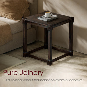 Vintage Solid Wood Side Table with Mortise & Tenon Construction