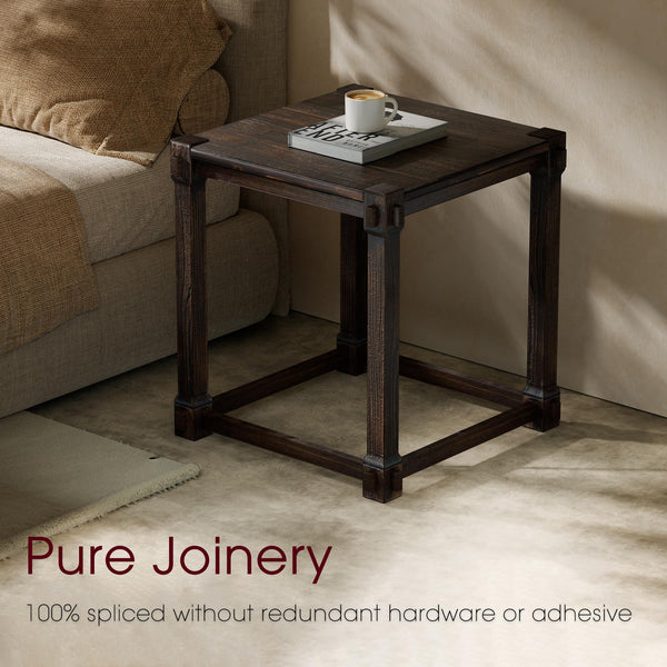 Vintage Solid Wood Side Table with Mortise & Tenon Construction