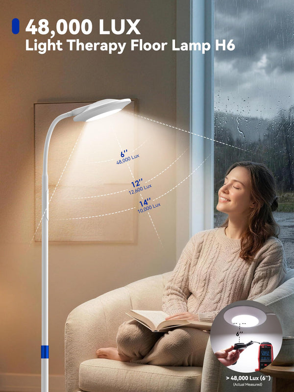 Full Spectrum LED Floor Lamp, 67" Tall, 48,000 Lux, Dimmable with Remote