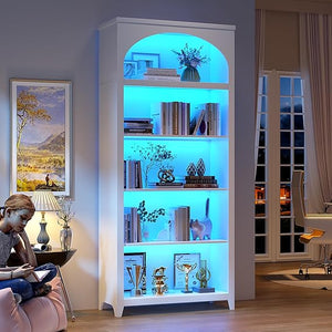 5-Tier Arched Bookshelf with LED Lights