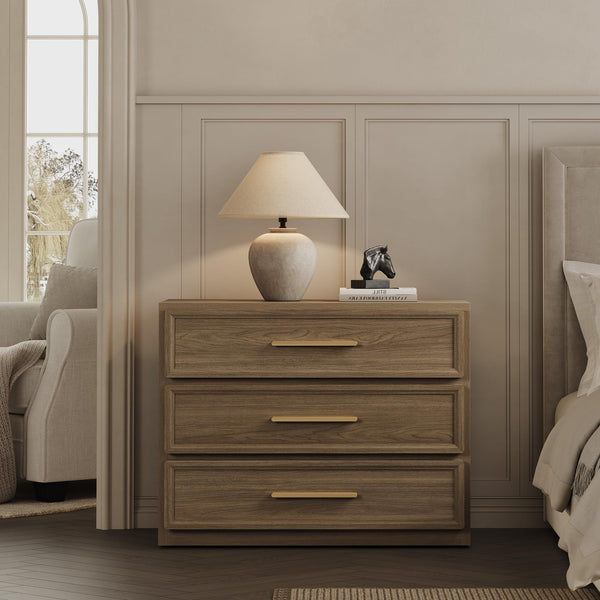 Oversized Nightstand Set of 2 with 3-Drawer Storage