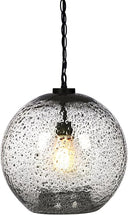 Hand Blown Glass Globe Pendant Light – Rustic Farmhouse Hanging Ceiling Fixture