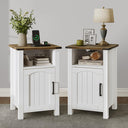 Farmhouse Nightstand Set of 2 with Charging Station & Storage