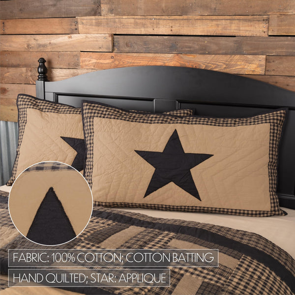 Black Check Star 6-Piece Quilt Bedding Set