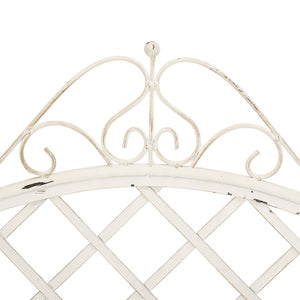 Outdoor Iron Garden Bench – Antique White Scrollwork
