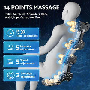 Zero Gravity Full Body Massage Chair with Shiatsu, Heat & Bluetooth