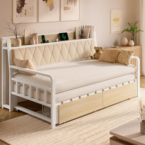 Twin to King Trundle Daybed with Storage & Power Outlet