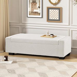 Storage Ottoman with Lid & Birch Wood Legs