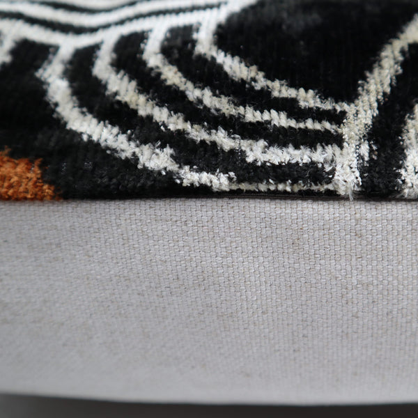 Handmade Velvet Throw Pillow – Geometric Striped, Down Feather Fill