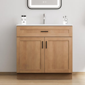 Bathroom Vanity Cabinet with Sink – Soft-Close Doors, Drawer & Metal Handles