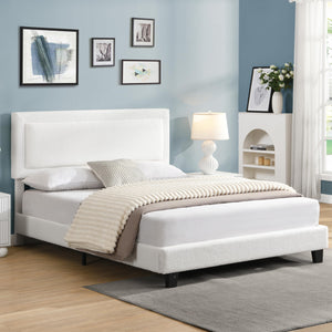 Queen & Full Platform Bed Frame with Adjustable Upholstered Headboard