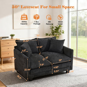 50" Loveseat Sofa with Deep Seat and Pillows